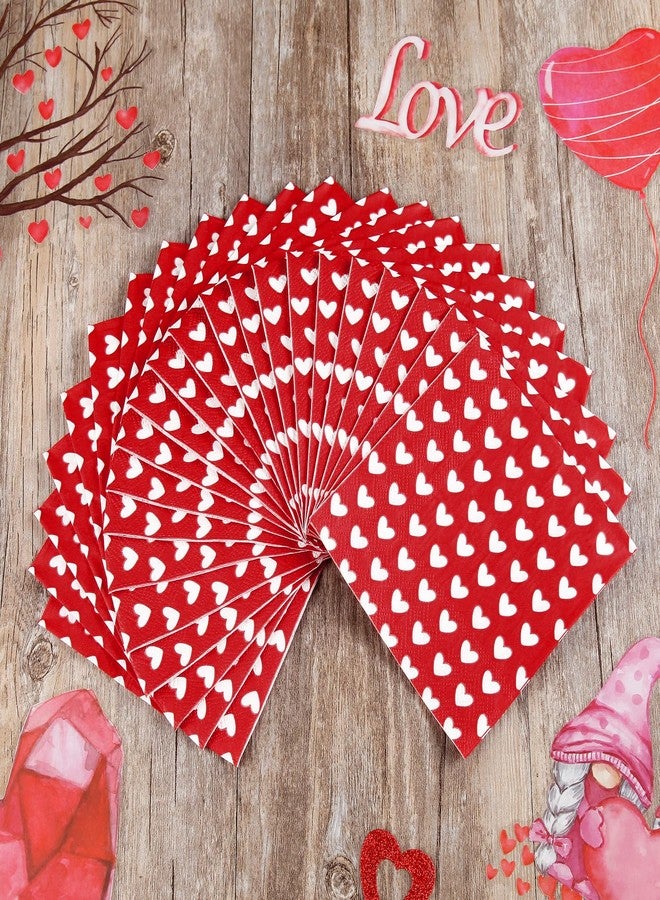 Quera 60 Pack Valentine'S Day Be Covered With Love Paper Napkins Red Heart 5 X 5 "Disposable Beverage Napkins Cocktail Party Napkins For Valentine'S Day Gifts Wedding Party Decoration Favor Supplies - Image 2